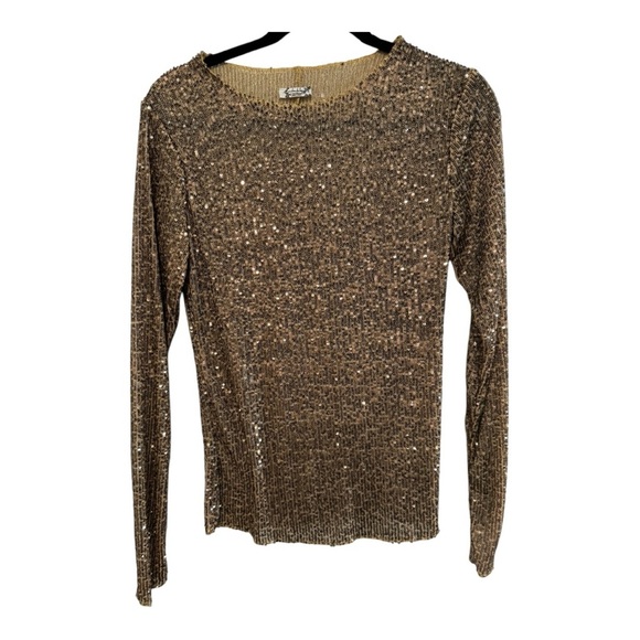 Free People Tops - Free People Gold Rush Sequin Long Sleeve Top